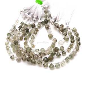 Cuentas de cuarzo rutilado negro natural facetadas en forma de cebolla, cuentas sueltas en forma de lágrima de 7-9 mm para la fabricación de joyería al por mayor. - Product Image 2