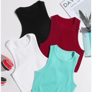 Débardeur FLW de haute qualité, sans couture, style streetwear, extensible, en tricot côtelé, sans manches, décontracté, pour femmes - Product Image 2