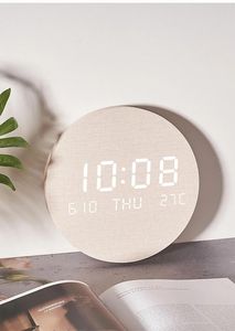 Modern LED Wooden Wall <b>Clock</b>, Minimal <b>Digital</b> Desk <b>Clock</b> for Bedroom Decor, Temperature Date Display, Housewarming Gift for Home - Product Image 2