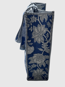 Sac fourre-tout en coton à imprimé floral bleu, style bohème, ouvert en haut, pour toutes les saisons, sac de shopping - Product Image 2