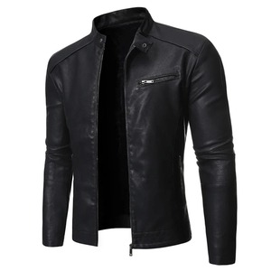 100% <b>Top</b> <b>High</b> Quality Comfortable Breathable Men Black Cow Skin <b>Leather</b> Jacket Winter Warm Long Sleeve Stand Collar Streetwear - Product Image 1