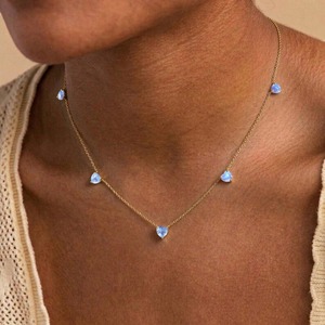 Collier pendentif en pierre de lune brillante en forme de cœur, pendentif en or avec pierre de lune pour femme - Product Image 6