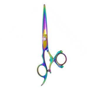 Ciseaux de coiffure professionnels multicolores pour droitiers, à lame pivotante et pointe affûtée, manche moyen, sans dents, qualité supérieure, fabrication allemande - Product Image 3