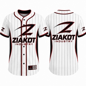 ZIAKOT Men's <b>Baseball</b> Jersey Sublimated White Red Black Short Sleeve Breathable Regular Fit Sport Apparel - Product Image 5