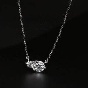 New Moissanite Kim Cương 925 Bạc Độc Đáo 2 Đá Thiết Kế Mặt Dây Chuyền Vòng Cổ Minimalistic Trang Sức Cho Phụ Nữ Số Phận Đồ Trang Sức - Product Image 3