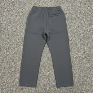 Pantalon de survêtement vintage gris pour homme, taille élastique avec cordon de serrage, logo de marque imprimé numériquement, jambe gauche/droite, lin/coton, poids moyen - Product Image 3