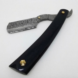 Rasoir de barbier pour homme IKZARSA avec lame en acier Damas, manche en corne de buffle noir, rasoir à lame unique pour le visage et le corps, usage professionnel - Product Image 4