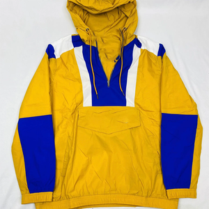 Veste coupe-vent imperméable rétro à blocs de couleur grande taille avec demi-fermeture éclair, capuche et poche kangourou, coupe-vent, coque rigide, pour le streetwear et l'extérieur - Product Image 4