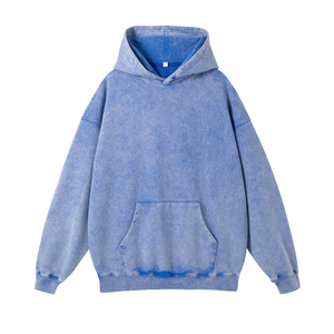 เสื้อฮู้ดดี้ผู้ชายผ้าฝ้าย 100% สไตล์วินเทจ ล้างสีแบบแอซิดวอช คุณภาพสูง ทรงโอเวอร์ไซส์ สีพื้น สำหรับฤดูหนาว - Product Image 5