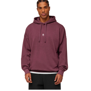 Sweat-shirt à capuche bordeaux surdimensionné pour homme, en molleton épais, coupe décontractée, style streetwear. - Product Image 1