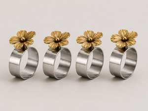 Luxury Napkin Ring Set Napkin Rings Metal Napkin Rings Stainless Steel Napkin Rings Gold Napkin Rings Floral Napkin Rings D - Product Image 2