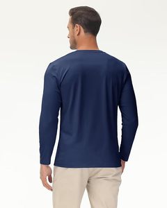 Haut de bain pour homme bleu marine à manches longues, 100 % polyester, séchage rapide, teinture unie, taille adulte - Product Image 2