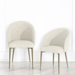Set di 2 sedie da pranzo laterali in tessuto bianco Cora - Product Image 1