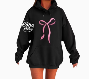 Graphic Hoodies for Women Cute <b>Bow</b> Print Oversized Sweatshirt Drawstring Preppy Long Sleeve Sweater - Product Image 1