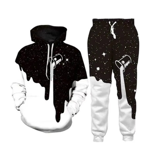 Ensemble de survêtements décontractés d'hiver pour hommes en molleton de coton avec col montant - Product Image 1