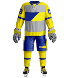 Tenues d'équipe sportive 100% polyester, maillots et pantalons de hockey sur glace imprimés, nom d'équipe personnalisé, respirant, séchage rapide, entraînement, vente en gros, unisexe - Product Image 2