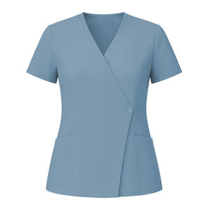 Camiseta Médica de Manga Corta para Mujer con Bolsillo, Uniforme para Enfermeras, Doctoras, Clínica, Hospital, Color Gris - Product Image 3