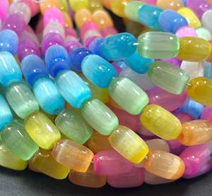 Perles de sélénite arc-en-ciel naturelle, forme tube, magnifique couleur arc-en-ciel, haute qualité, brin complet de 15,5 pouces - Product Image 6