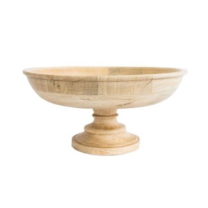 Bol sur pied en bois artisanal élégant pour fruits, idéal comme centre de table pour salle à manger, décoration de cuisine et occasions spéciales - Product Image 3