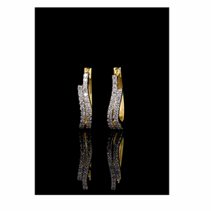 Élégantes boucles d'oreilles créoles Bali en diamant de laboratoire, finition or, boucles d'oreilles créoles de luxe pour femmes, à porter au quotidien, bijoux de fête - Product Image 1