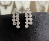 Collier de créateur en zircon double couche serti de boucles d'oreilles finition argentée ensemble de colliers en diamant CZ pour mariage pour femmes - Product Image 2