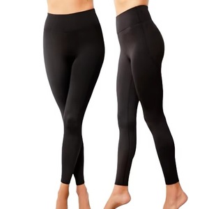 High Waist 100% polyester quick dry fabric Full Length <b>Leggings</b> Women's Knitted Stretch Solid Color Basic Style All Seasons Wear - Product Image 1