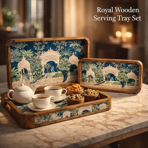 Mango Wood Flexible Single Tier Lacquered Serving & <b>Storage</b> <b>Tray</b> for Kitchen Dining Snack Tea Dessert Platter - Product Image 4