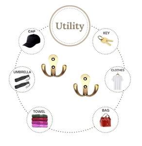 Perchero de Pared de Metal Resistente con Doble Gancho para Abrigos, Sombreros y Toallas, con Gran Capacidad de Carga, Organizador para el Hogar - Product Image 4