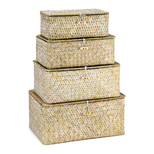 Cajas de almacenamiento plegables de hierba marina duraderas para ropa, libros y otros objetos con tapa, al precio más bajo. - Product Image 4
