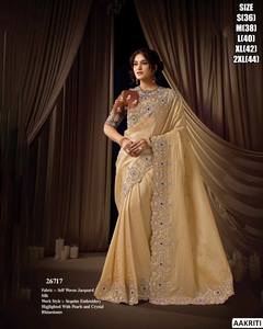 Textiles Kanak Rekha Shree Krishna, Saree Tradicional para Mujer, Sin Arrugas, Absorbente de Humedad, para Bodas, Fiestas y Ocasiones Especiales, para Todas las Temporadas - Product Image 2