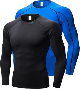 Chemise de performance à manches longues pour homme, compression, séchage rapide, écologique, coupe ajustée, spandex/polyester, sous-vêtement de sport - Product Image 1