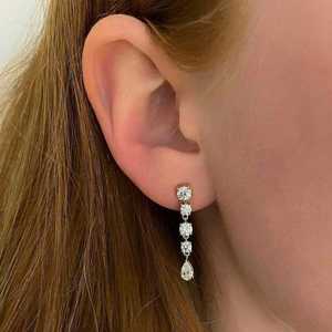 Boucles d'oreilles pendantes de luxe en diamants de laboratoire multi-formes, plaquées or 9 carats, certifiées IGI, bijoux fins tendance pour femmes - Product Image 1