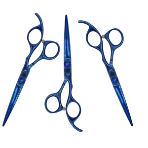 Ciseaux de coiffure professionnels en acier inoxydable, lame tranchante, manche long, pour droitiers, ciseaux à cheveux bleus - Product Image 2