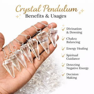 หินควอตซ์ใสธรรมชาติคุณภาพสูงแกะสลักเป็นลูกตุ้มสำหรับทำดาวซิ่ง บำบัดรักษา พร้อมสายเงิน ใช้สำหรับปรับสมดุลพลังงานและเรกิ - Product Image 3