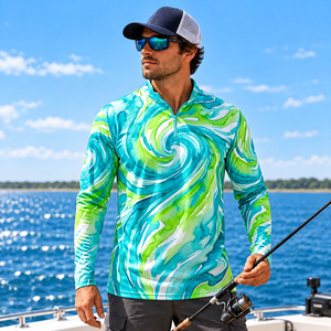 Camisa de Pesca Ligera de Poliéster de 140 GSM con Cierre de Cremallera, Protección Solar UPF, para Venta al por Mayor a Minoristas - Product Image 3