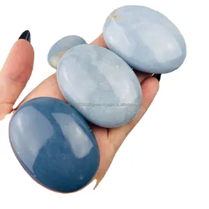 Высококачественный анжелитовый камень светло-голубой полированный Хрустальный пальмовый камень декоративный коллективный и подарочный камень по низкой цене