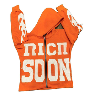 เสื้อฮู้ดดี้ปักลายคุณภาพสูงแบบ OEM ซิปหน้า ปักโลโก้ตามสั่ง เนื้อผ้าหนา 100% คอตตอนหวีอย่างดี สไตล์ลำลองสำหรับผู้ชาย เสื้อฮู้ดดี้แนวสตรีทแวร์ - Product Image 6