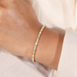 Pulsera de tenis de oro macizo de 14K con diamantes cultivados en laboratorio de corte baguette, cierre de caja y bloqueo de seguridad, DEF VVS, joyería fina para mujer - Product Image 2