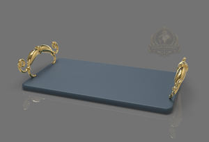 Plateau de service de luxe en acier inoxydable écologique avec poignées, design carré décoratif, idéal pour les cadeaux d'affaires - Product Image 6