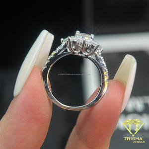 Anillo de compromiso de moissanita con diseño floral, piedra central de corte redondo, plata de ley, joyería nupcial de lujo para mujer, regalo - Product Image 4