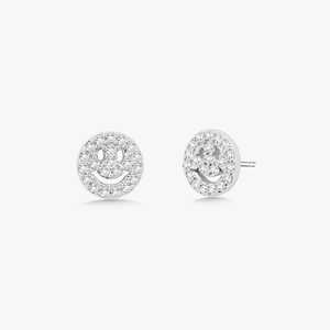 Smiley Face Round Cut Lab Grown Diamond Stud <b>Earring</b> Happy Emoji Minimalist Dainty Everyday 14K 18K Solid Gold Jewelry Wholesale - Product Image 5