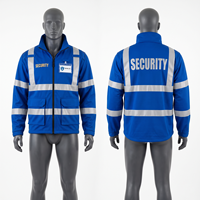 Veste de sécurité pour hommes 280 GSM en polyester Softshell bleu et blanc avec panneaux réfléchissants, impression personnalisée et logo brodé