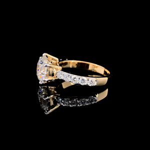 Anillo exclusivo de diamante cultivado en laboratorio con corte redondo, banda de oro amarillo macizo de 14k con pulido brillante, anillo de compromiso de 1 quilate, joyería fina. - Product Image 2