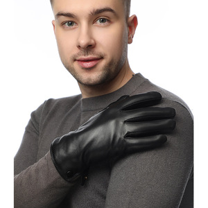 Gants en cuir longs jusqu'au poignet, thermiques, non doublés, décontractés, pour l'hiver, usage quotidien, style uni - Product Image 2