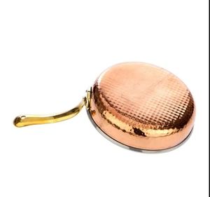 Wholesale Prices Serveware <b>and</b> Tableware Hotel Restaurant Steel Copper Hammered Fry Sauce <b>Pan</b> with Long Brass Handle - Product Image 3