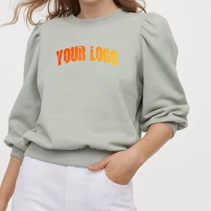 Sweat-shirt uni à col rond pour femme, personnalisable avec logo, coupe oversize à épaules tombantes, vente en gros - Product Image 1