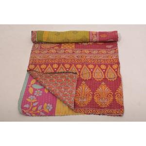Colcha Kantha Gudri de Algodón Hecha a Mano, Reversible, Vintage, Manta India, Decoración para el Hogar - Product Image 2