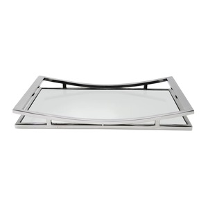 Bandeja Decorativa Rectangular Moderna de Metal con Diseño de Curva Geométrica, Paquete Individual - Product Image 5