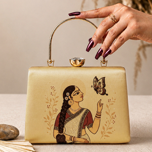 Bolso de Mano Artístico con Diseño de Dama y Mariposa, Elegante Bolso de Noche para Mujer, para Uso Festivo - Product Image 2