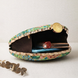 Bolso de Mano Tipo Clutch con Bordado Multipatrón Verde en Forma de Luna, Bolso de Diseño para Fiestas y Bodas para Mujer - Product Image 3